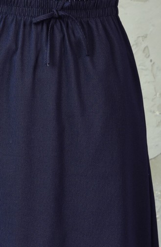 Elastic Waist Patterned Skirt 1045-01 Navy Blue 1045-01