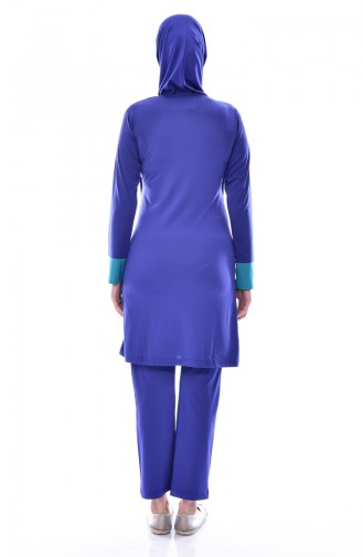 Saks-Blau Hijab Badeanzug 0300-02