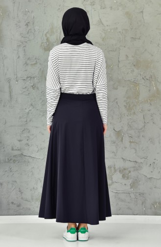 Elastic Waist Flared Skirt 7001-01 Black 7001-01