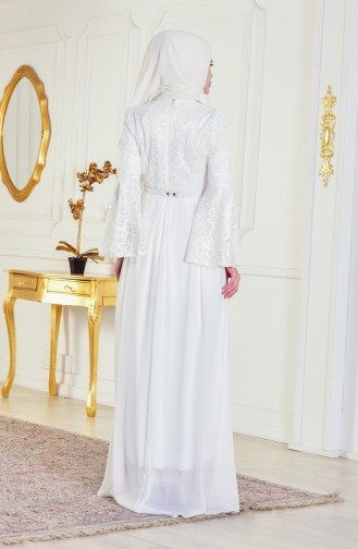 Robe de Soirée a Ceinture 0718-01 Blanc 0718-01