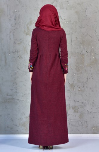 Sleeve Embroidered Dress 0289-04 Bordeaux 0289-04