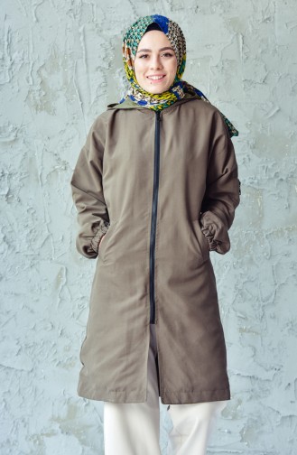 Trench Coat a Fermeture 4554-02 Khaki 4554-02