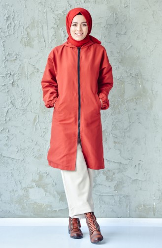 Trench Coat a Fermeture 4554-03 Brique 4554-03