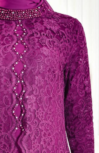 Robe de Soirée a Dentelle 1165-04 Plum 1165-04