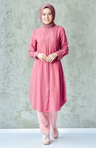Pleats Details Buttoned Tunic 1072-17 Pink 1072-17