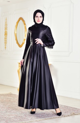 Black Hijab Evening Dress 0440-04