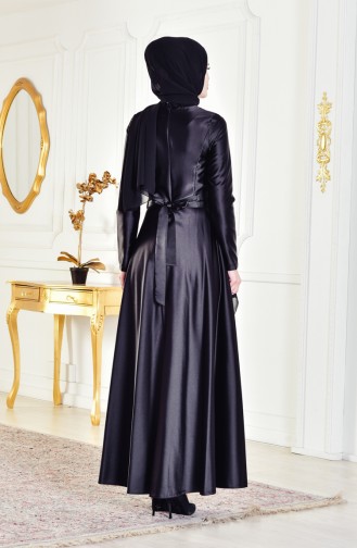 Black Hijab Evening Dress 0440-04