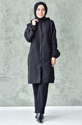 Zippered Trench Coat 4554-01 Black 4554-01