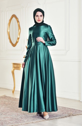 Belted Evening Dress 0440-03 Emerald Green 0440-03