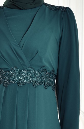 Robe de Soirée a Dentelle 1282-03 Vert emeraude 1282-03