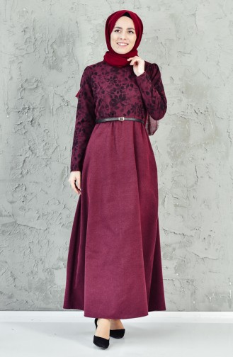 W. B Belted Dress 5740-04 Claret Red 5740-04