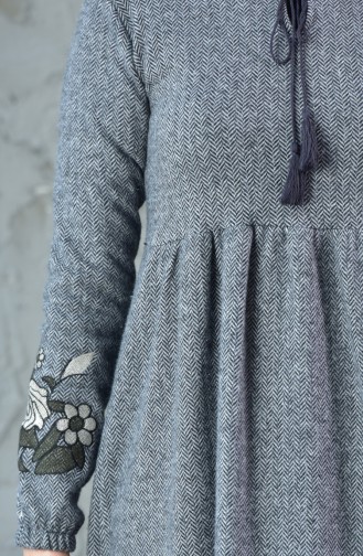 Sleeve Embroidered Dress 0285-01 Gray 0285-01