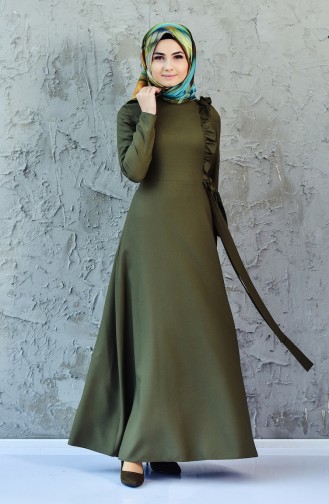 Khaki Hijab Dress 0197-06