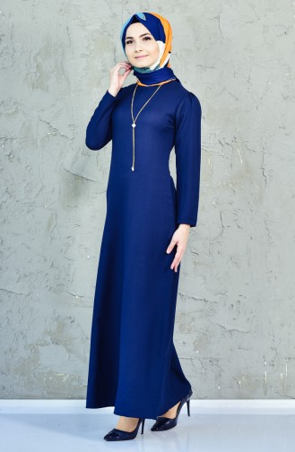 Navy Blue Hijab Dress 4082-03