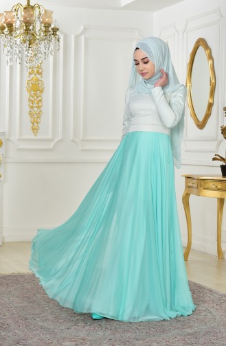 Judge Collar Evening Dress 0716-01 Mint Green 0716-01