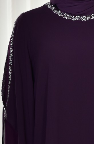 Large Size Stones Evening Dress 4007-01 Purple 4007-01