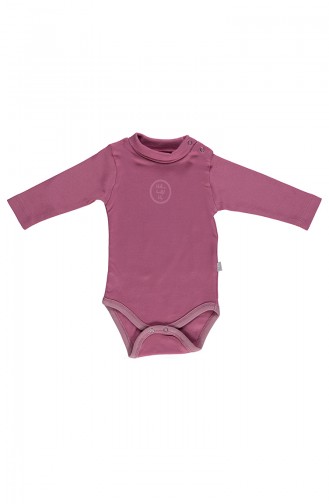 Bebetto long sleeve Spool Collar Baby Bodysuit T1599-02 dry Rose 1599-02