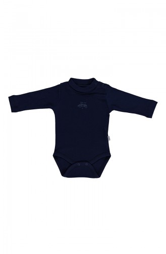 Bebetto long sleeve Spool Collar Baby Bodysuit T1601-03 Navy 1601-03