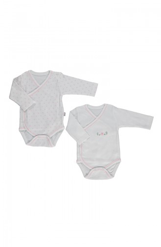 Bebetto Combed Double breasted 2 Pisces Baby Bodysuit T1708-02 Pink 1708-02