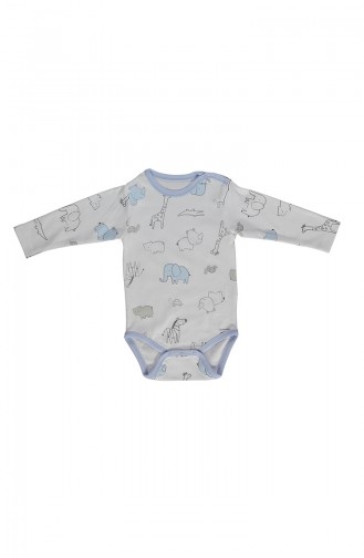 Bebetto Combed long sleeve Baby Bodysuit T1726-01 Blue 1726-01