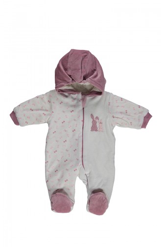 Baby Velvet Hooded Overalls  K1895-01 Dried Rose 1895-01