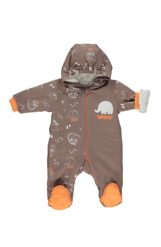 Baby Cotton Velsoft Hooded Overalls K2024-01 Brown 2024-01