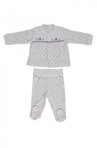 Bebetto Cotton Footed Pajama Set F983-01 Lilac 983-01