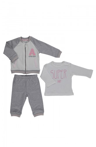 Bebetto Babay 3 Pcs Cotton Jacket Suit K1778-02 Gray 1778-02