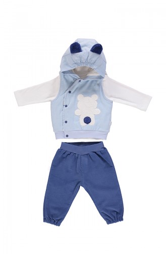 Bebetto Baby Velvet Vest 3 Pcs Suit K1943-02 Blue 1943-02