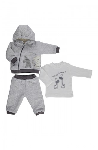 Bebetto Baby Lined Sweater 3 Pcs Suit K1969-01 Gray 1969-01