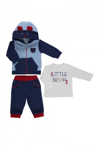 Bebetto Baby Polar Cardigan 3 Pcs Suit K2006-02 Navy Blue 2006-02