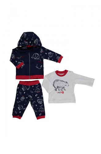 Bebetto Baby Cotton 3 Pcs Suit K2008-03 Navy Blue 2008-03