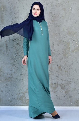 Green Almond Hijab Dress 4082-04