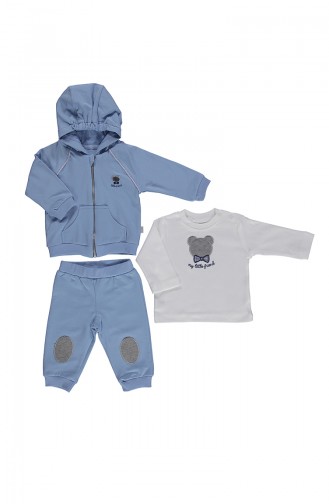 Bebetto Baby Cotton Track Suit 3 Pcs K2022-02 Blue 2022-02