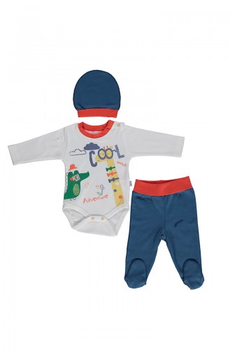 Bebetto Penye 3lü Uzun Kollu Body Set Z567-01 Mavi