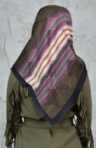 Karaca Patterned Wool Shawl 90538-14 Black Purple 90538-14