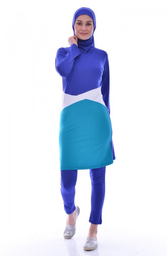 Saks-Blau Hijab Badeanzug 267-02