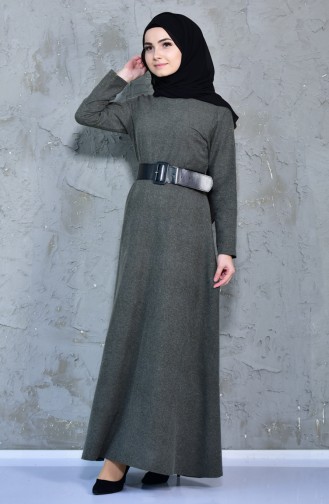 Khaki Hijab Dress 4419-06