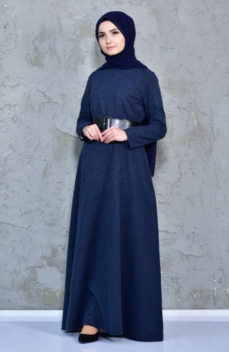 Navy Blue Hijab Dress 4419-01