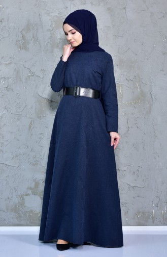 Navy Blue Hijab Dress 4419-01