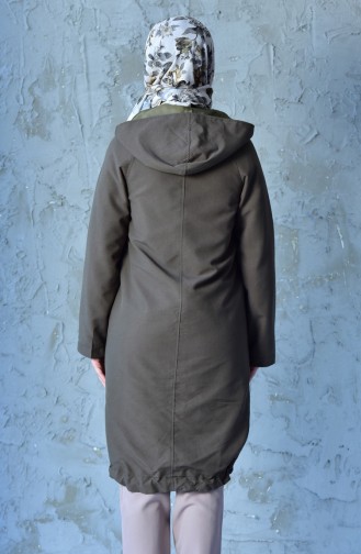 Hooded Zippered Coat 4553-02 Khaki 4553-02