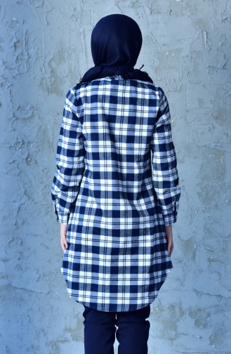 W.B Plaid Tunic 6343-04 Navy Blue 6343-04