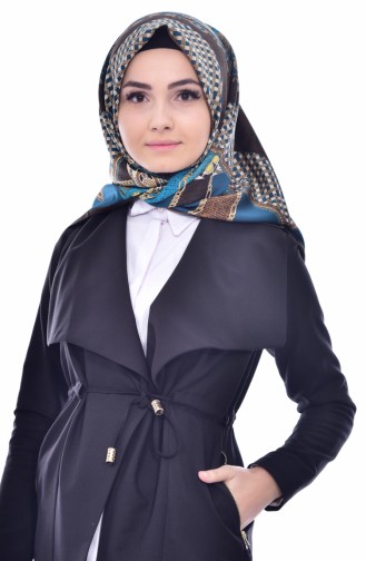 Karaca Desenli Rayon Eşarp 90344-10 Kahve Mavi