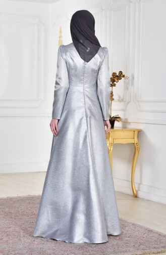 Robe de Soirée Perlées 8000-01 Gris 8000-01