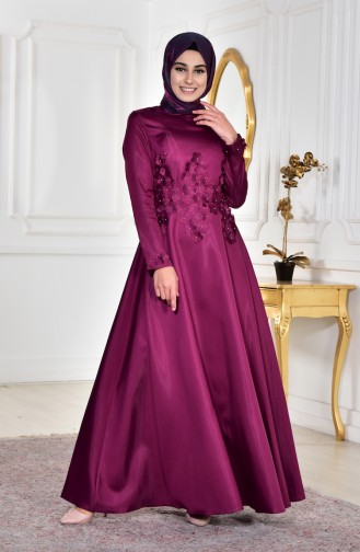 Purple Hijab Evening Dress 1862-03
