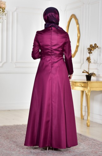 فستان سهرة مُزين بالورد 1862-03 لون بنفسجي 1862-03