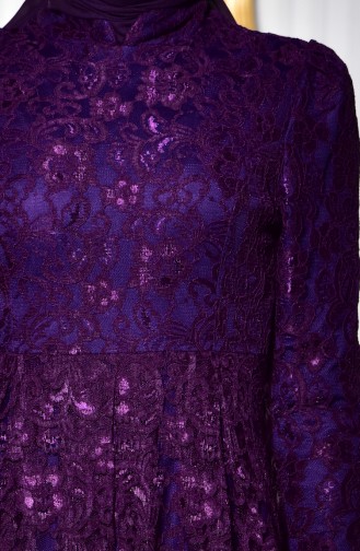 Lace Covering Evening Dress 8079-04 Purple 8079-04