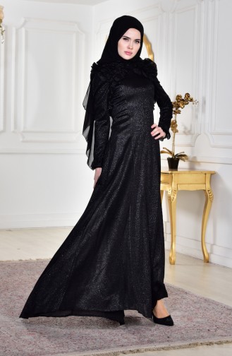 Robe de Soirée a Paillettes 8035-05 Noir 8035-05