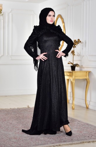 Robe de Soirée a Paillettes 8035-05 Noir 8035-05