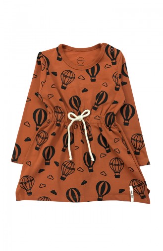 Kids Detailed Dress A8350-01 Brown 8350-01